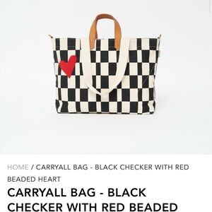 Black and White Checkered Tote with Red Accent